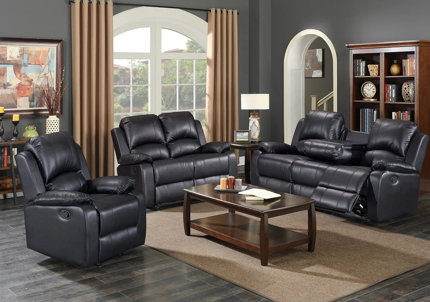 Wesley Chapel Black Sofa + Loveseat Set+ Chair