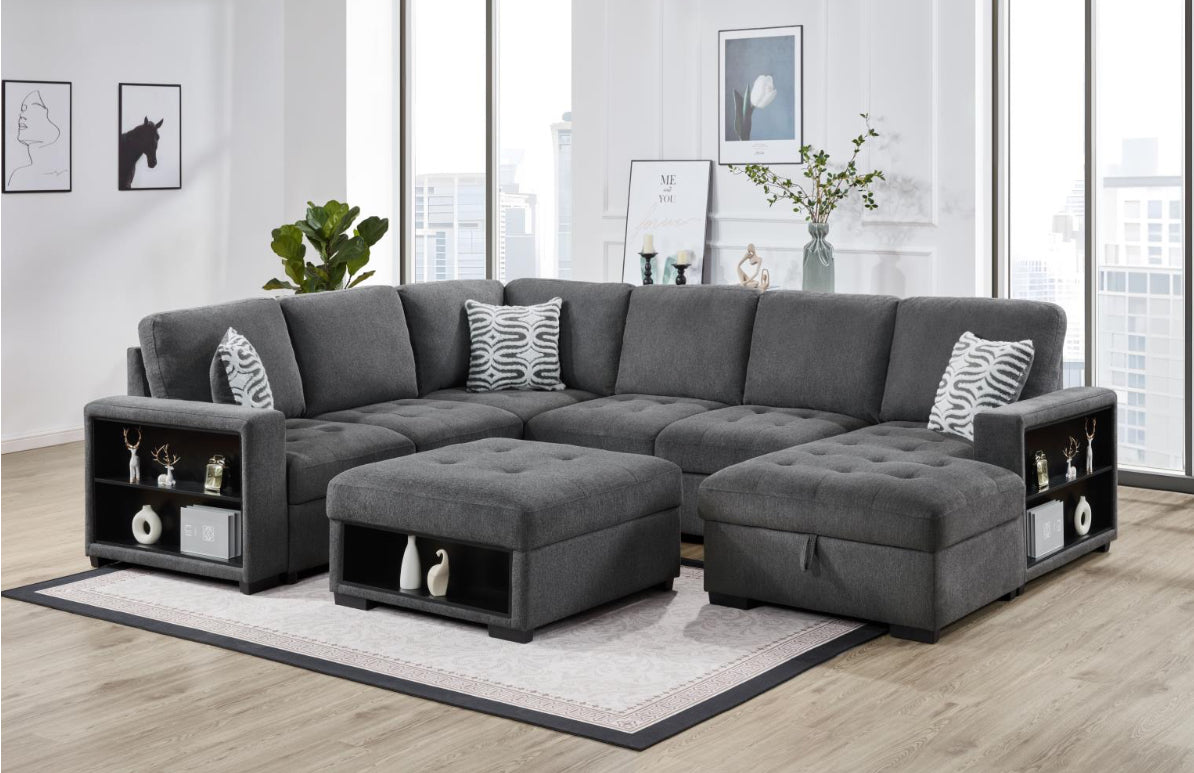 U275 GRAY 3 PC SECTIONAL W/USB (TYPE A+C)