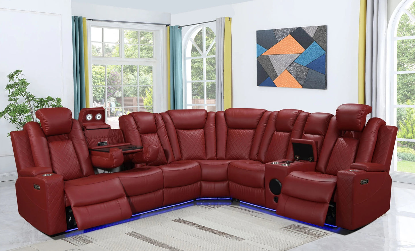 Daytona Burgundy 3-Pc Power Sectional