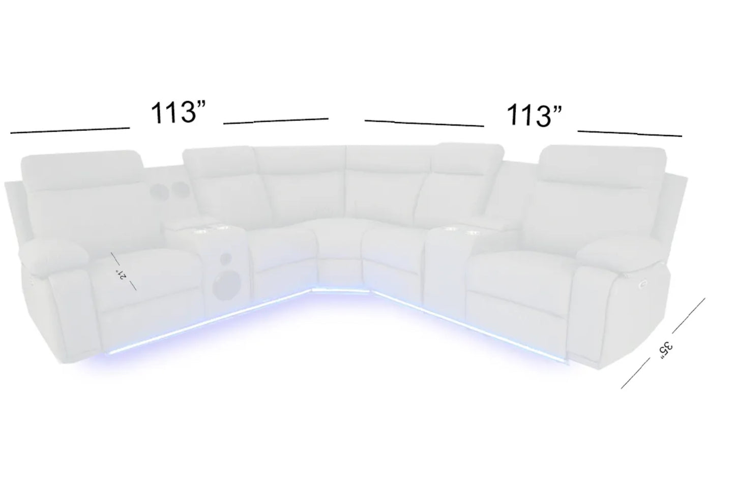 CHICAGO Power Sectional White or Black