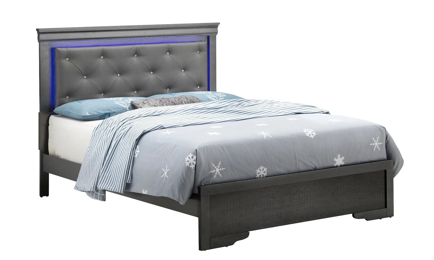 Nora Gray 4 Piece Set Includes: Bed, Dresser, Mirror, Nightstand