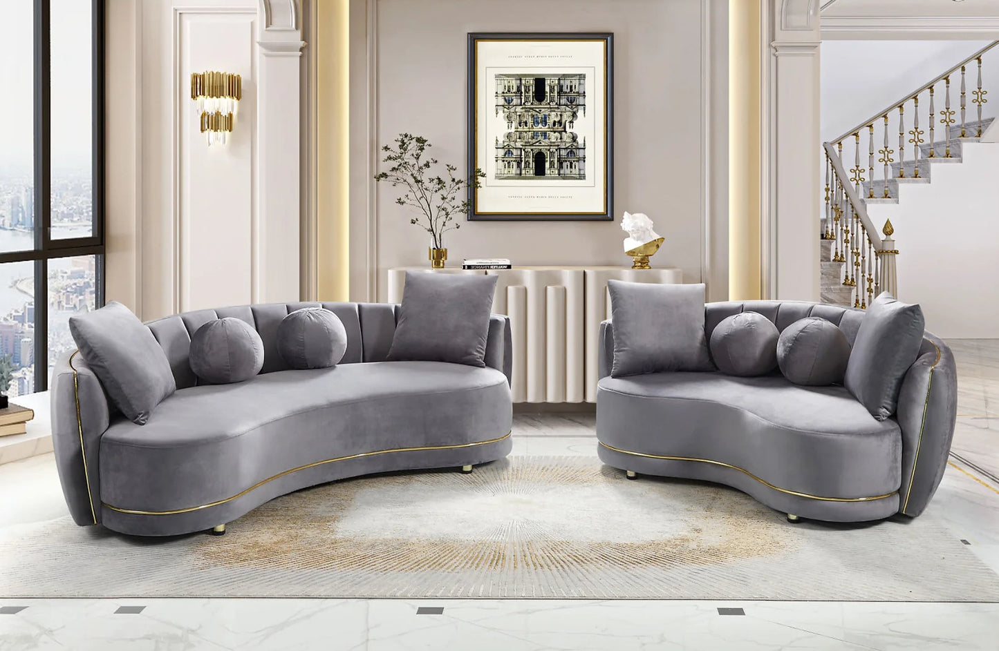 Madrid Gray Sofa + Loveseat Set