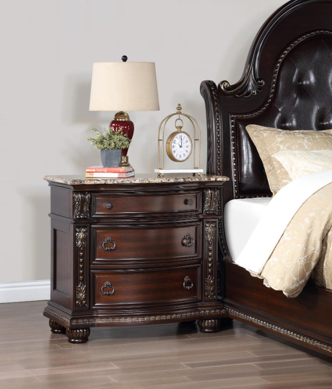 QUEEN BED FRAME - DRESSER - MIRROR - NIGHTSTAND (free chest )