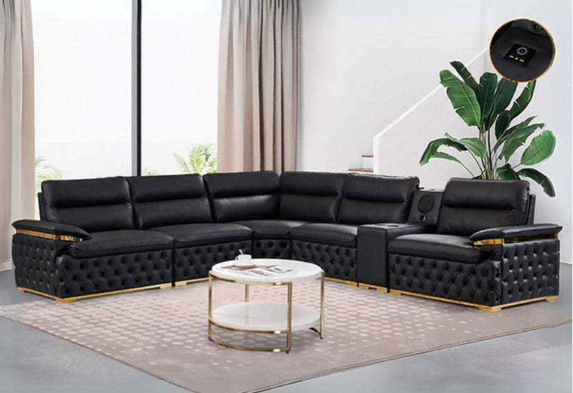 Berlin Black 6-Pc Sectional in Black