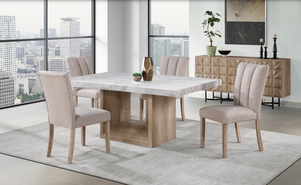 1-D02 NATURAL DINING TABLE + 4-D8683 DINING CHAIRS (5PC SET)