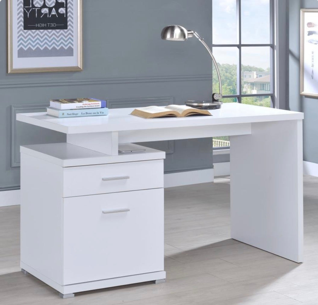 IRVING 47-INCH 2-DRAWER OFFICE COMPUTER DESK WHITE