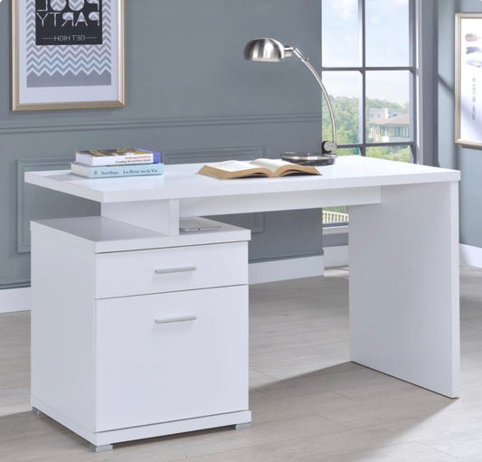IRVING 47-INCH 2-DRAWER OFFICE COMPUTER DESK WHITE