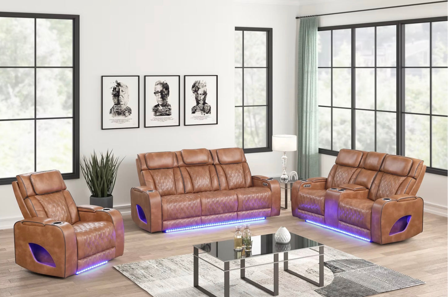 RORA BROWN CAMEL SOFA & LOVESEAT (2PC)