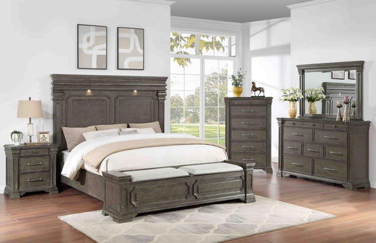 B477 - FLINT 4PC (King Bed, Dresser, Mirror, Nightstand)