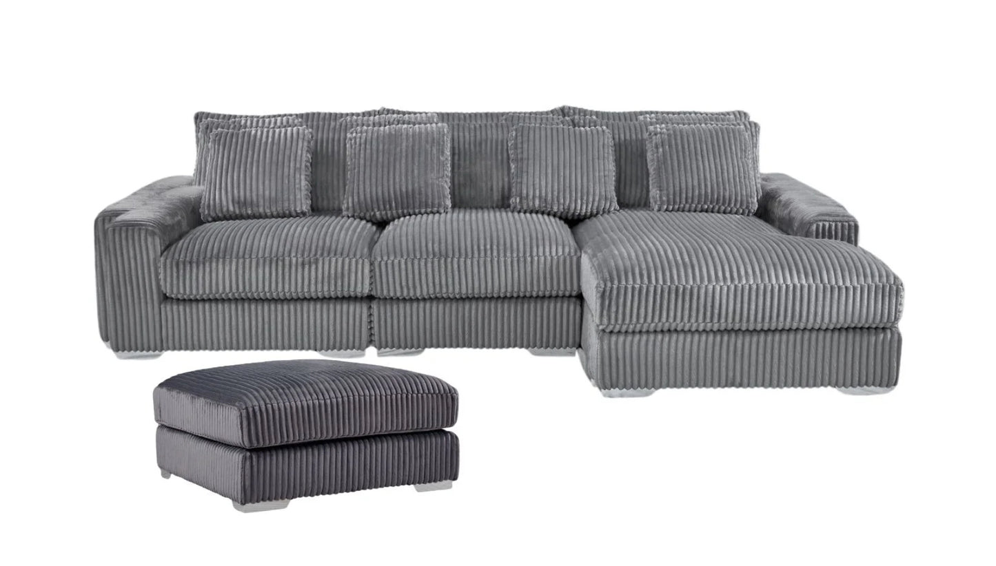 London Gray 3 Piece Sectional RAF Chaise