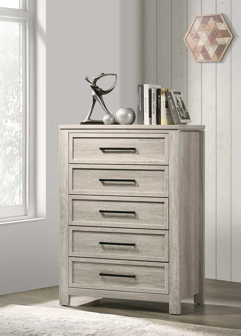 Emma B120 5 Piece Set Includes: QUEEN Bed, Dresser, Mirror, Nightstand, Chest