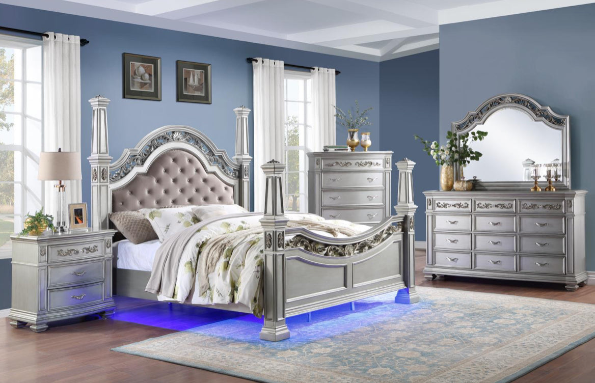 KING BED FRAME - DRESSER - MIRROR - NIGHTSTAND