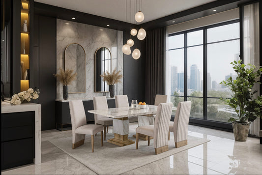 D12 DINING TABLE NATURAL + 4 D12DC BEIGE CHAIRS