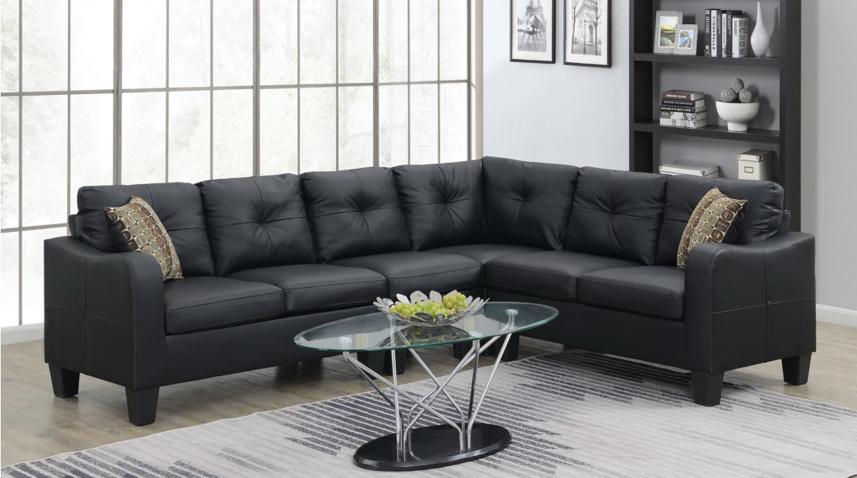 U334	BLACK LEATHER 4 PC SECTIONAL
