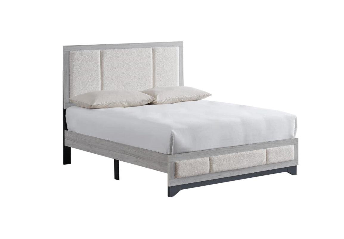 B312 - JOURI LIGHT GREY 4PC (Queen Bed, Dresser, Mirror, Nightstand)