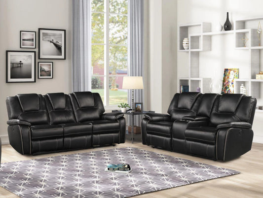 Boston Black Sofa + Loveseat Set