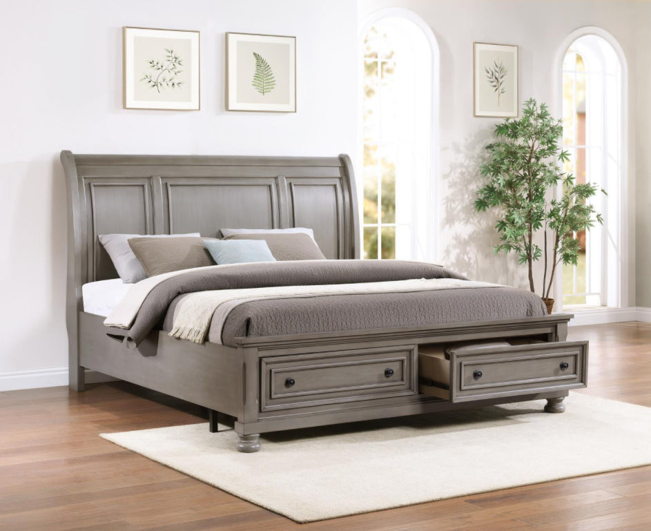 B070 QUEEN BED FRAME - DRESSER - MIRROR -NIGHTSTAND