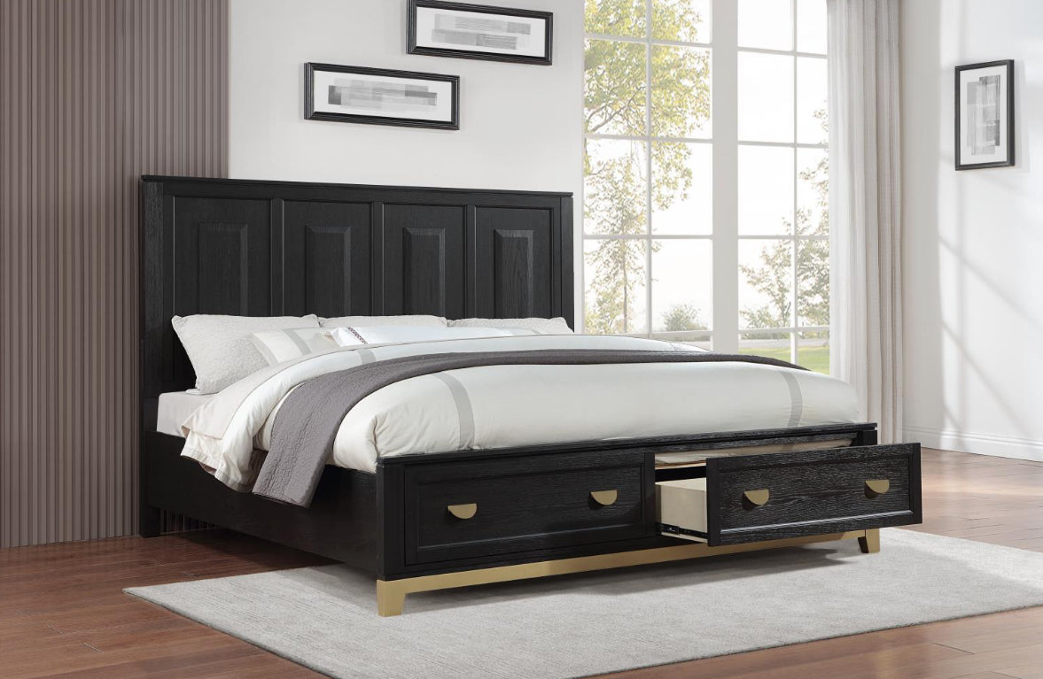 B236 KING BED FRAME - DRESSER - MIRROR- NIGHTSTAND ( Free chest)