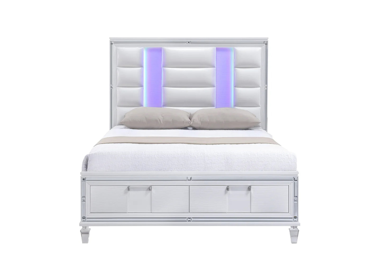 Zara White 5 Piece Set Includes: King Bed, Dresser, Mirror, Nightstand, Chest