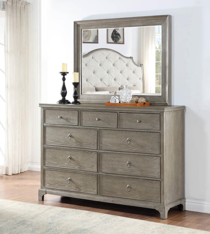 B022 QUEEN BED FRAME - DRESSER - MIRROR - NIGHTSTAND