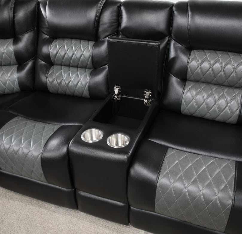 U89	BLACK/GRAY MOTION 3 PC SECTIONAL