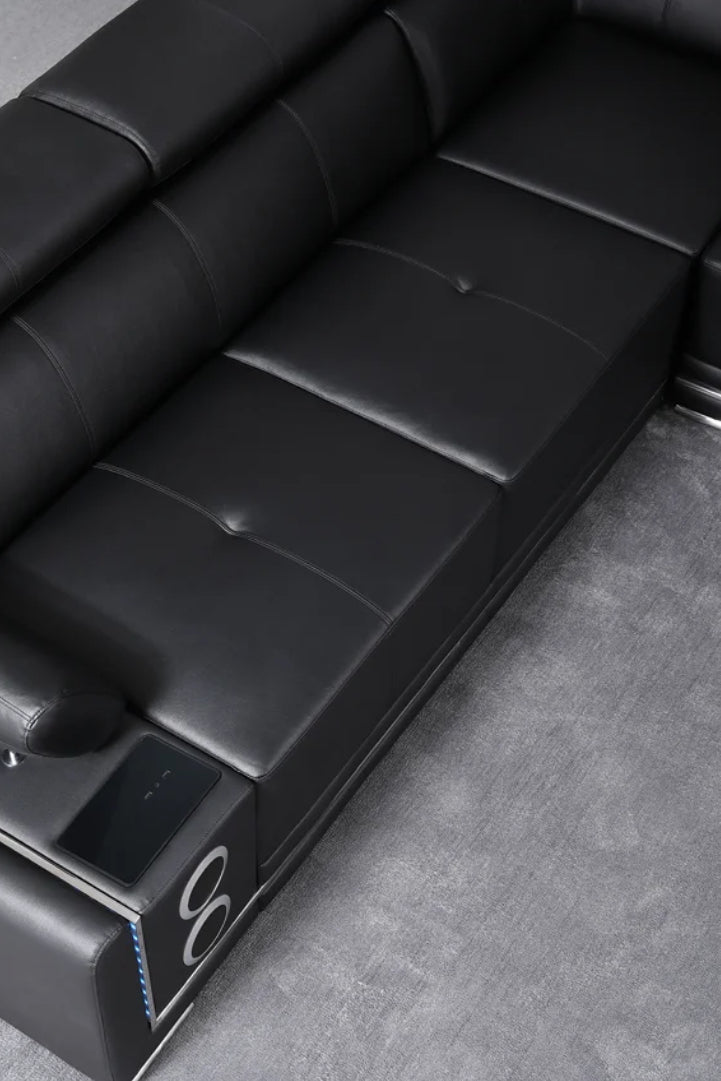 Denver RAF Chaise Sectional Black