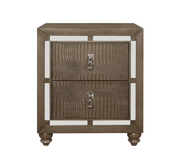 Ivy Champagne 4 Piece Set Includes: Queen Bed, Dresser, Mirror, Nightstand