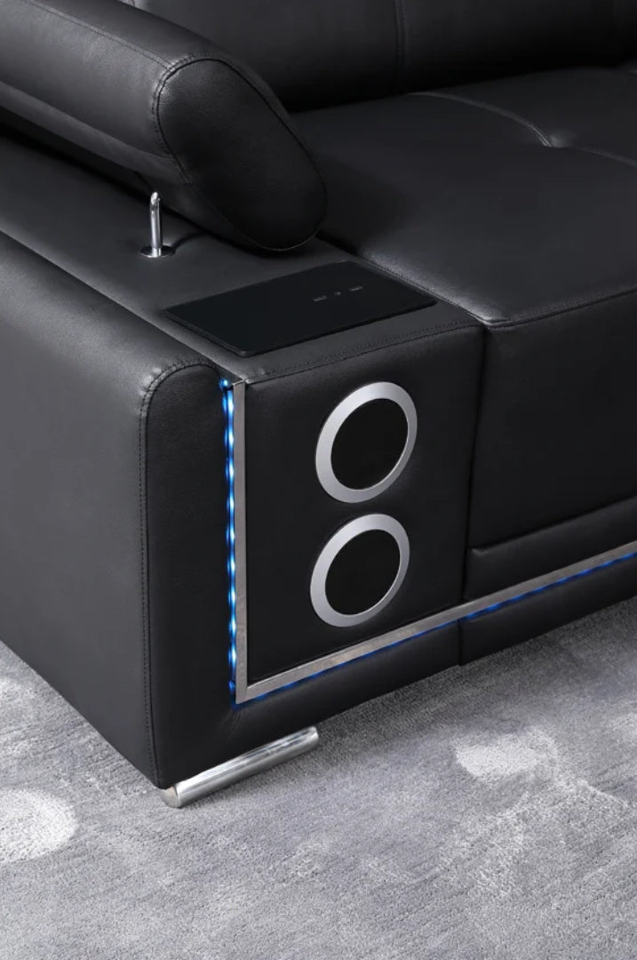 Denver RAF Chaise Sectional Black