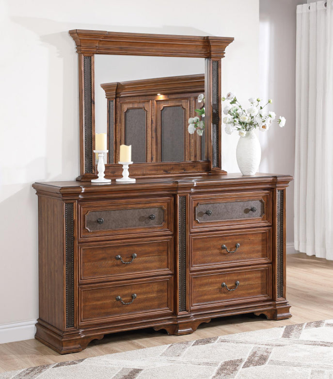 B020 KING BED FRAME - DRESSER - MIRROR - NIGHTSTAND (FREE CHEST)