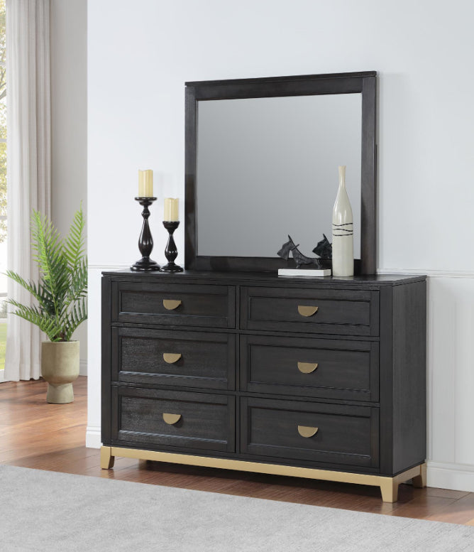 B236 KING BED FRAME - DRESSER - MIRROR- NIGHTSTAND ( Free chest)