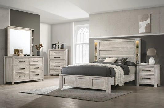 Emma B120 5 Piece Set Includes: QUEEN Bed, Dresser, Mirror, Nightstand, Chest