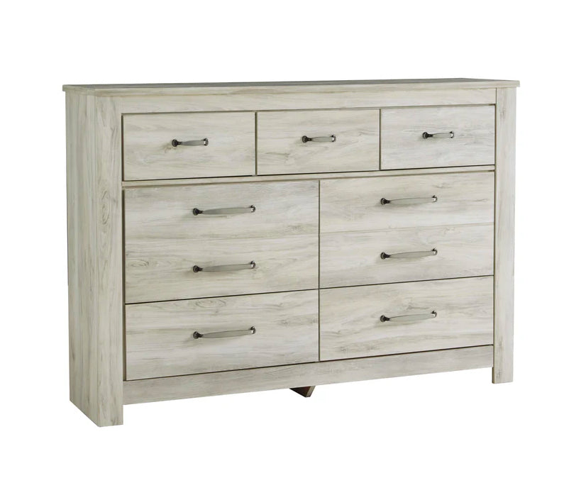 Bellaby Queen Crossbuck Panel Bed with Mirrored Dresser and 2 Nightstands