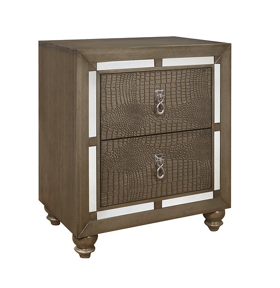 Ivy Champagne 4 Piece Set Includes: Queen Bed, Dresser, Mirror, Nightstand