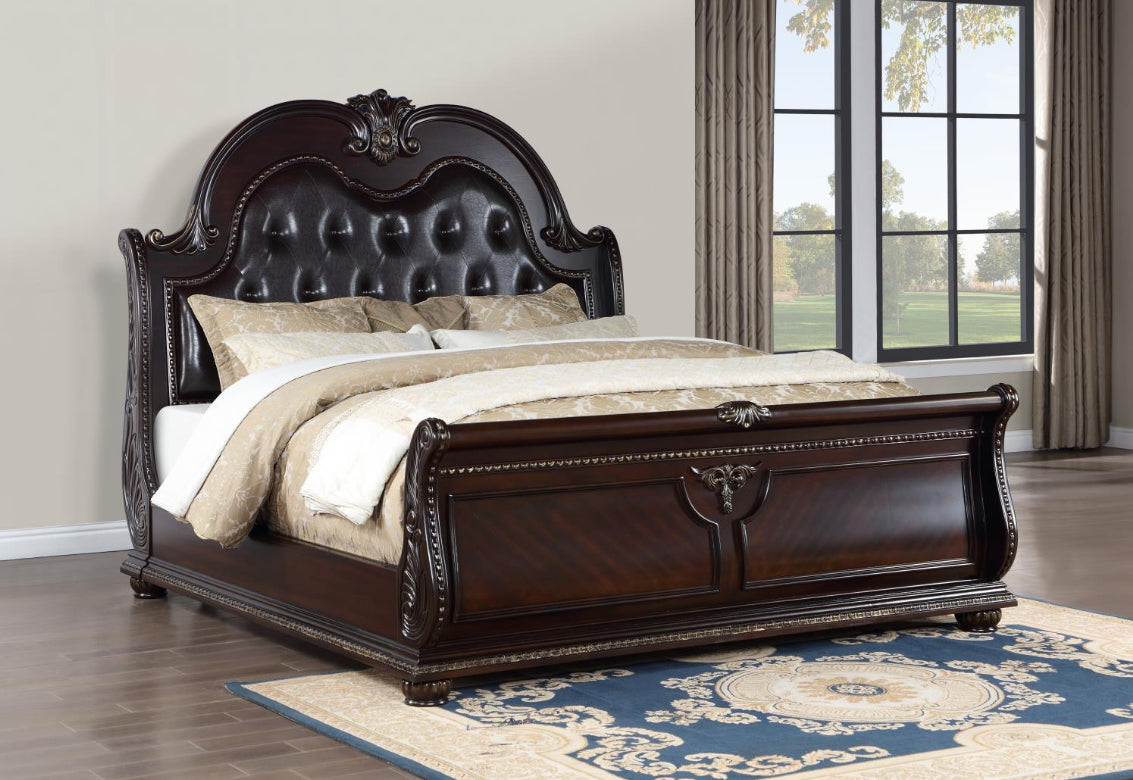 QUEEN BED FRAME - DRESSER - MIRROR - NIGHTSTAND (free chest )