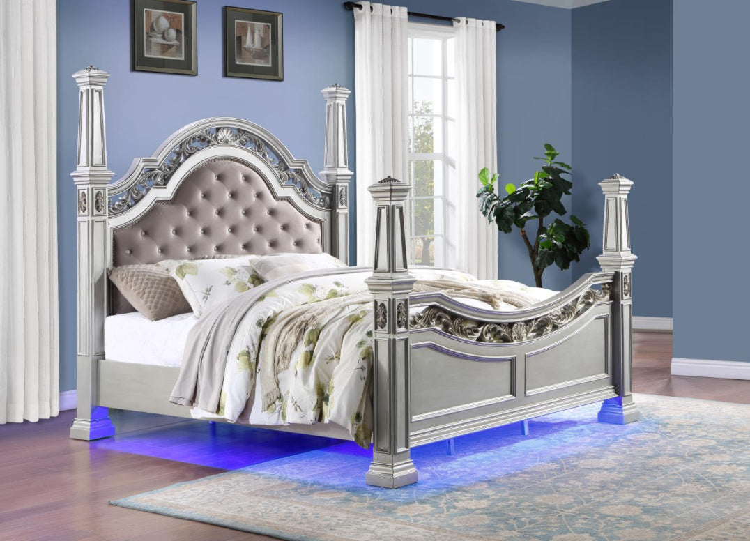 KING BED FRAME - DRESSER - MIRROR - NIGHTSTAND
