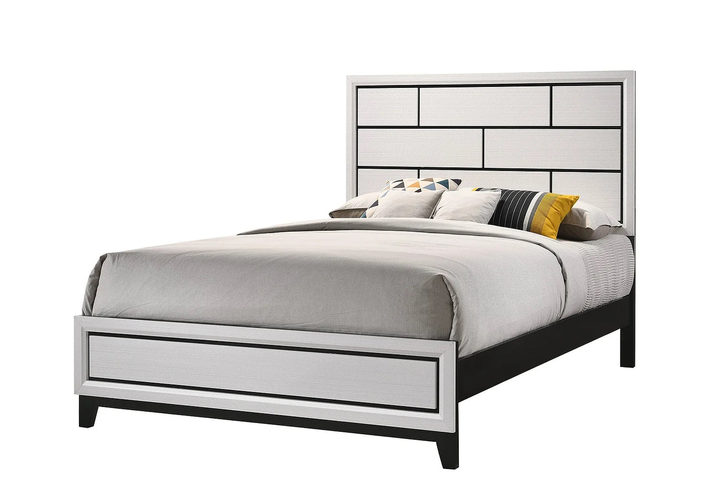 Caroline White 4 Piece Set Includes: QUEEN Bed, Dresser, Mirror, Nightstand