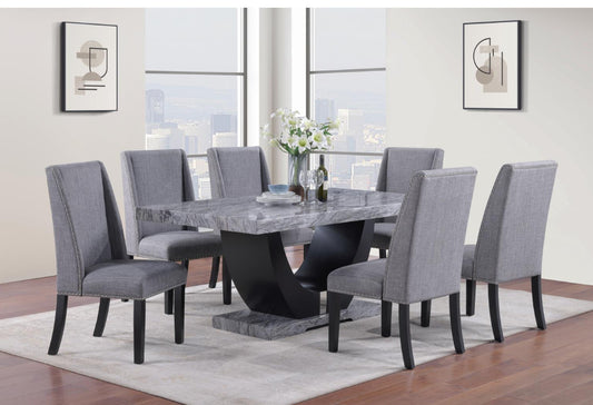 D144-7PC	DINING TABLE & 6 SIDE CHAIRS