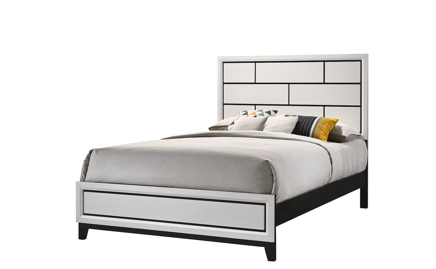 Caroline White 4 Piece Set Includes: QUEEN Bed, Dresser, Mirror, Nightstand