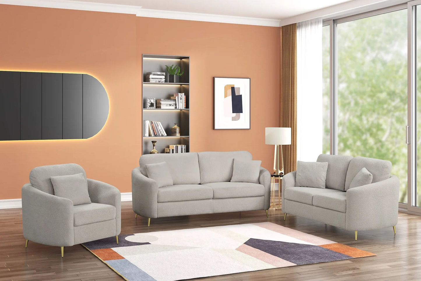 Oslo Gray 3pc Sofa + Loveseat +Chair Set