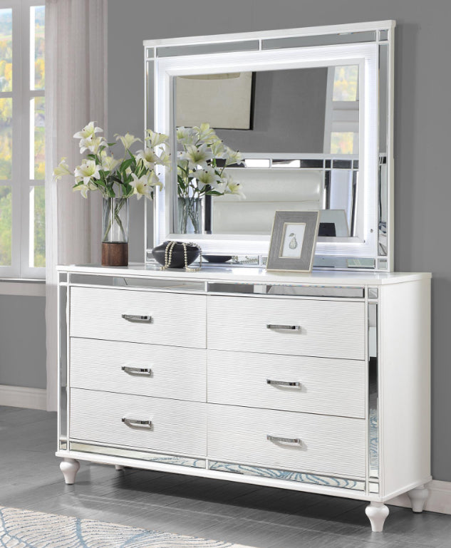 QUEEN BED FRAME - DRESSER - MIRROR - NIGHTSTAND