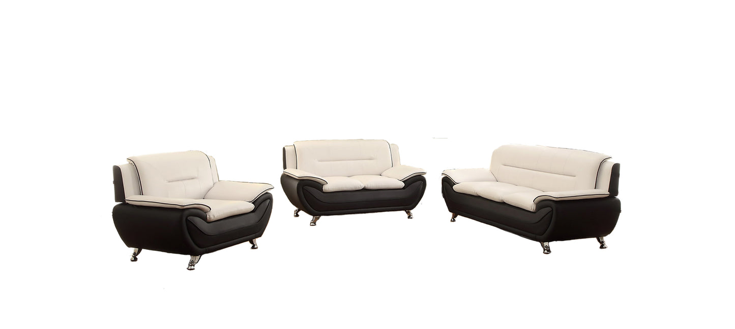 New York Beige & Black 3pc Sofa + Loveseat+chair