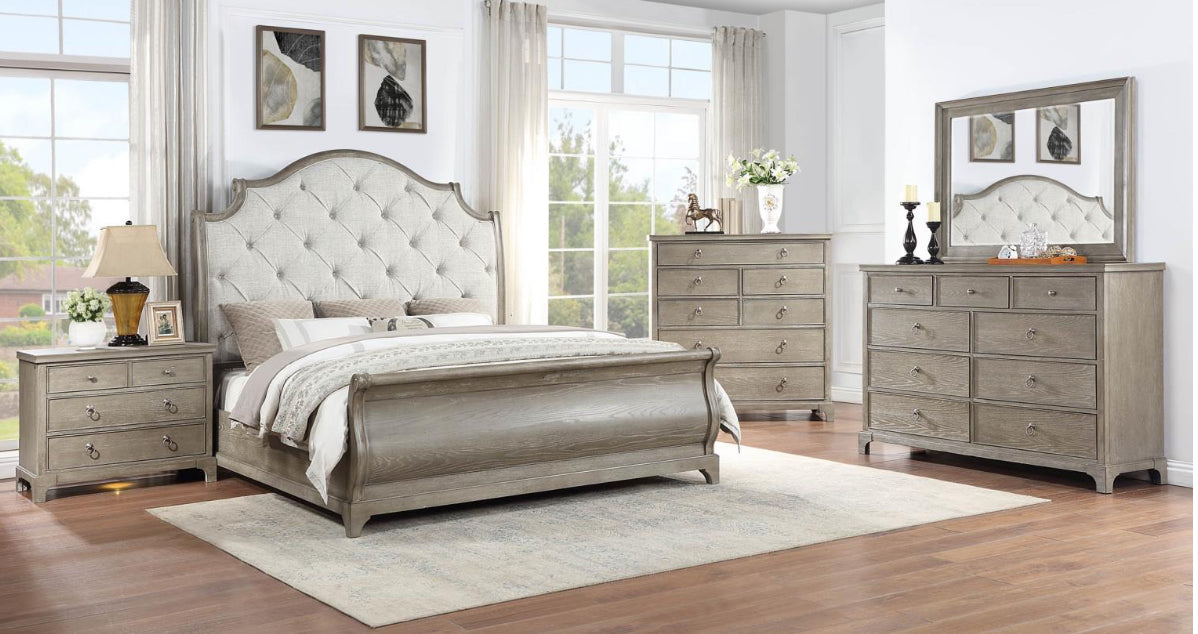 B022 QUEEN BED FRAME - DRESSER - MIRROR - NIGHTSTAND