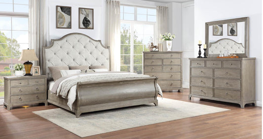 B022 QUEEN BED FRAME - DRESSER - MIRROR - NIGHTSTAND