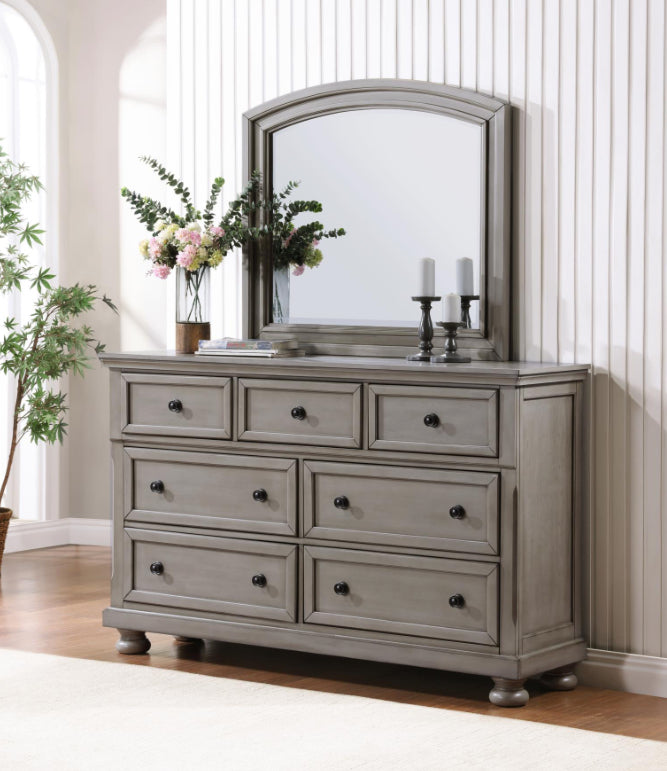 B070 QUEEN BED FRAME - DRESSER - MIRROR -NIGHTSTAND