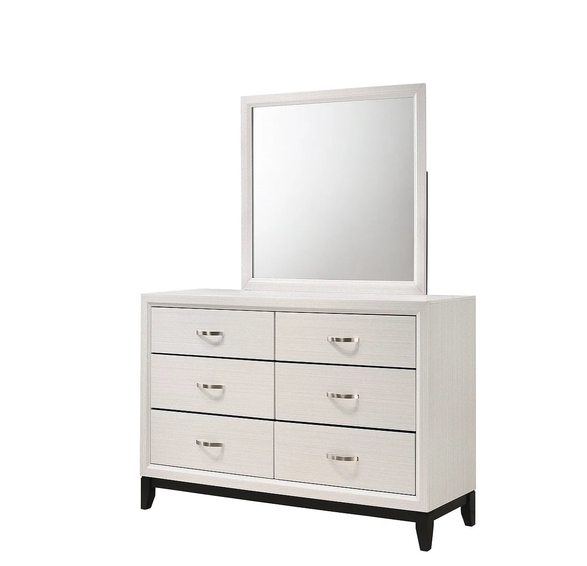 Caroline White 4 Piece Set Includes: QUEEN Bed, Dresser, Mirror, Nightstand