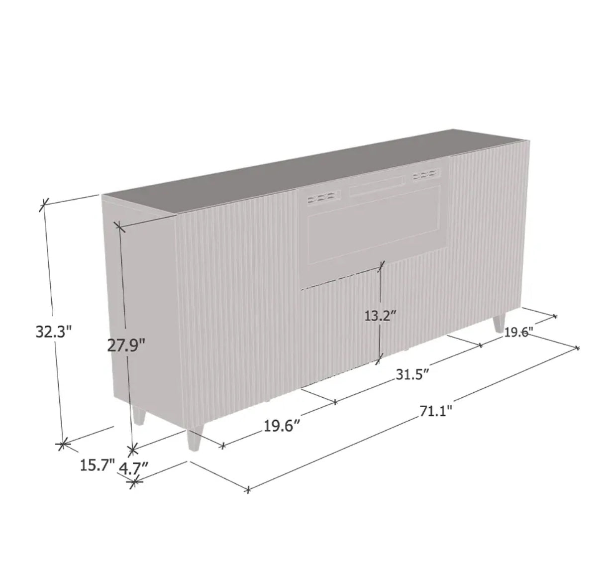 Buffet Sideboard B301-LED 245M Doors White Lacquer UV OR BLACK
