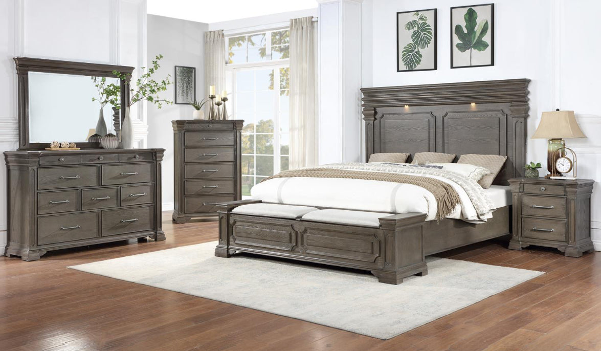 KING BED FRAME - DRESSER - MIRROR - NIGHTSTAND