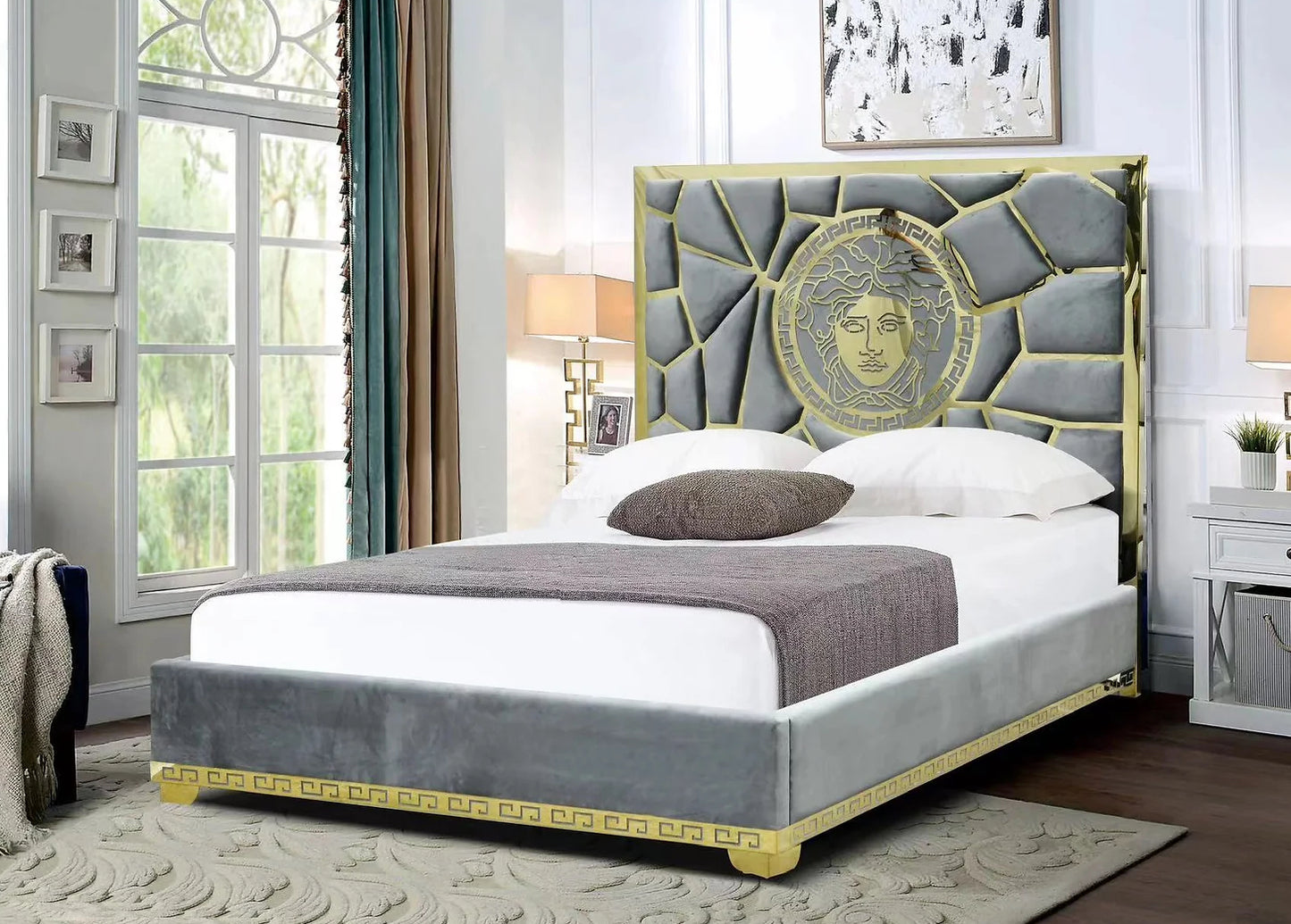 Manasa Gray QUEEN BED Available gray and black