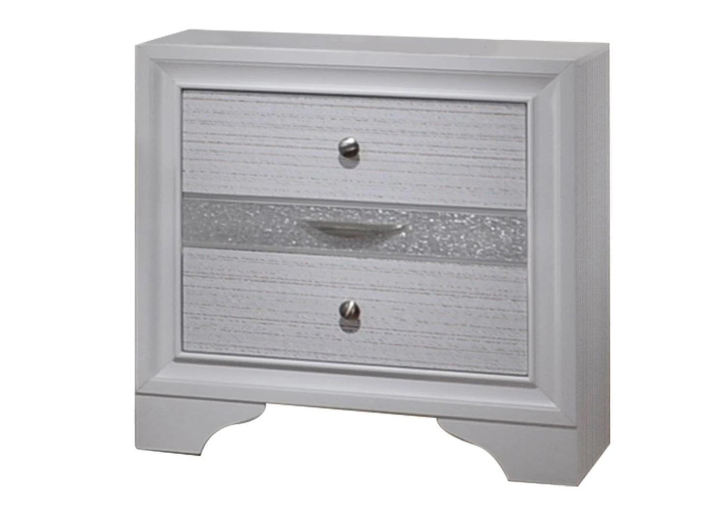 Lubna White B-160 4 Piece Set Includes: Bed, Dresser, Mirror, Nightstand