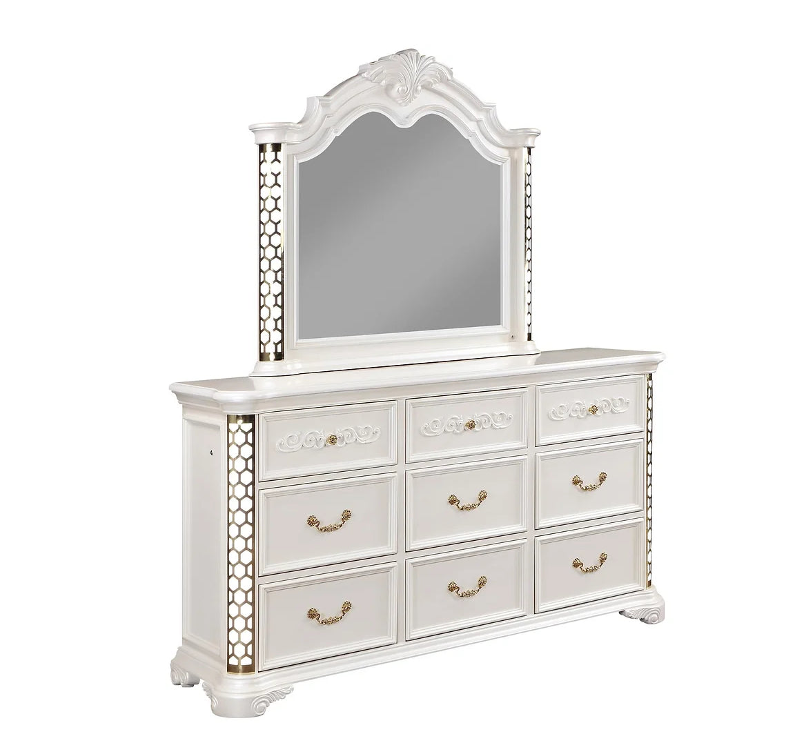 Amani 4 Piece Set Includes: Bed, Dresser, Mirror, Nightstand